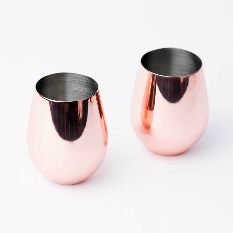 Uncommon James: Copper Stemless Wine Glasses