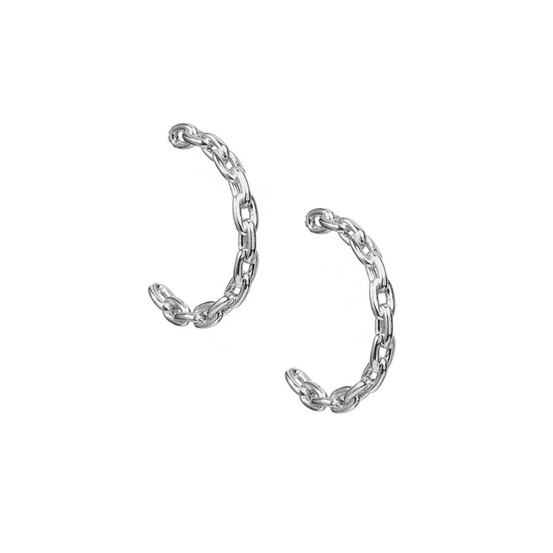 Uncommon James: Chain Hoops Earrings - Silver