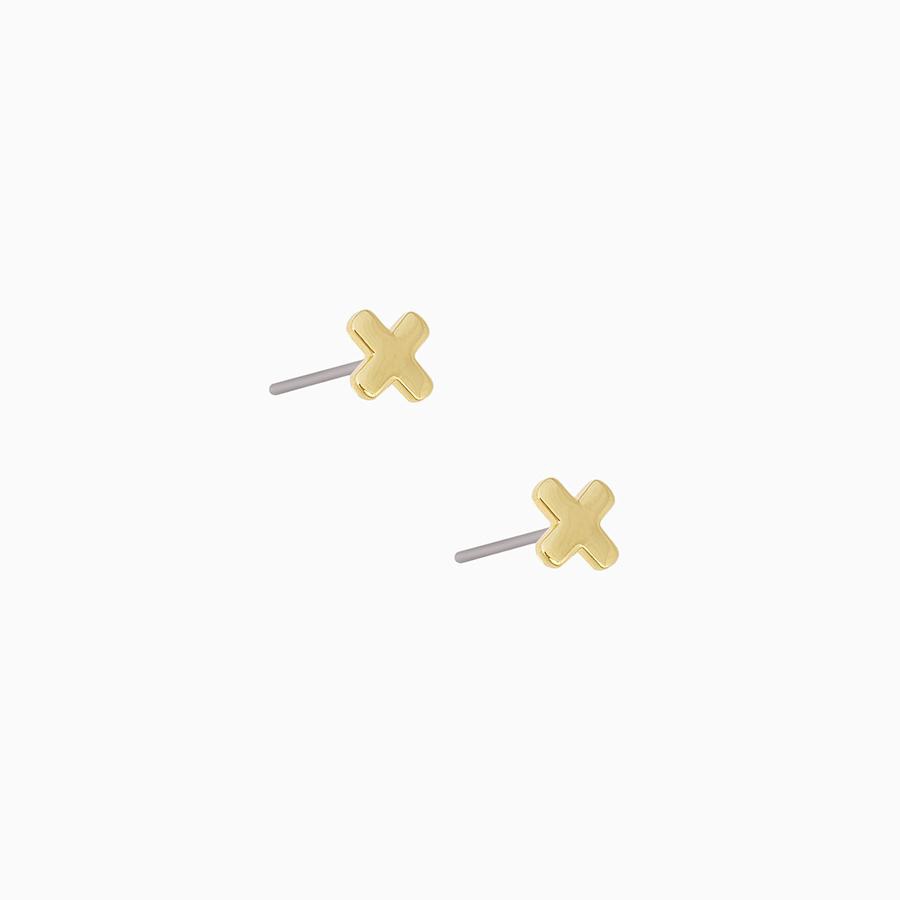 Uncommon James: Cross Stud Earrings - Gold