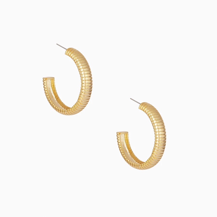 Uncommon James: Fine Line Hoops Earrings - Gold