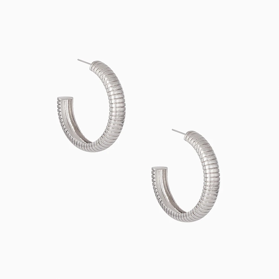 Uncommon James: Fine Line Hoops Earrings - Silver